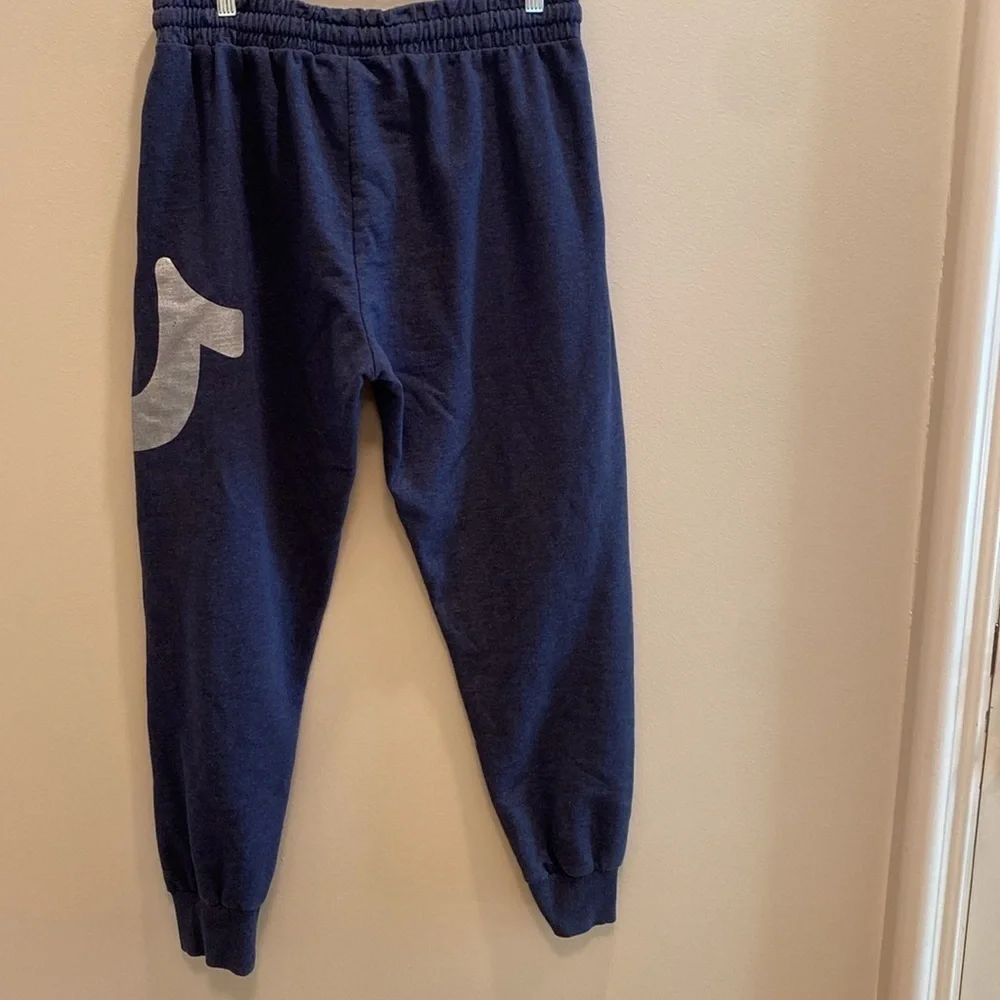 True Religion Relaxed Sweatpants Loungwear Pants Navy Silver Big Logo Size LARGE